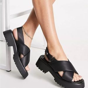 ASOS DESIGN Frankie chunky flat sandals in black